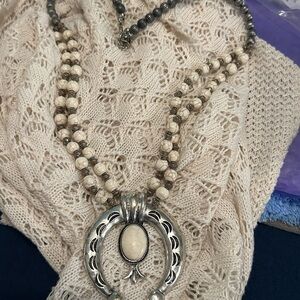 Silver and Cream Women's Necklace